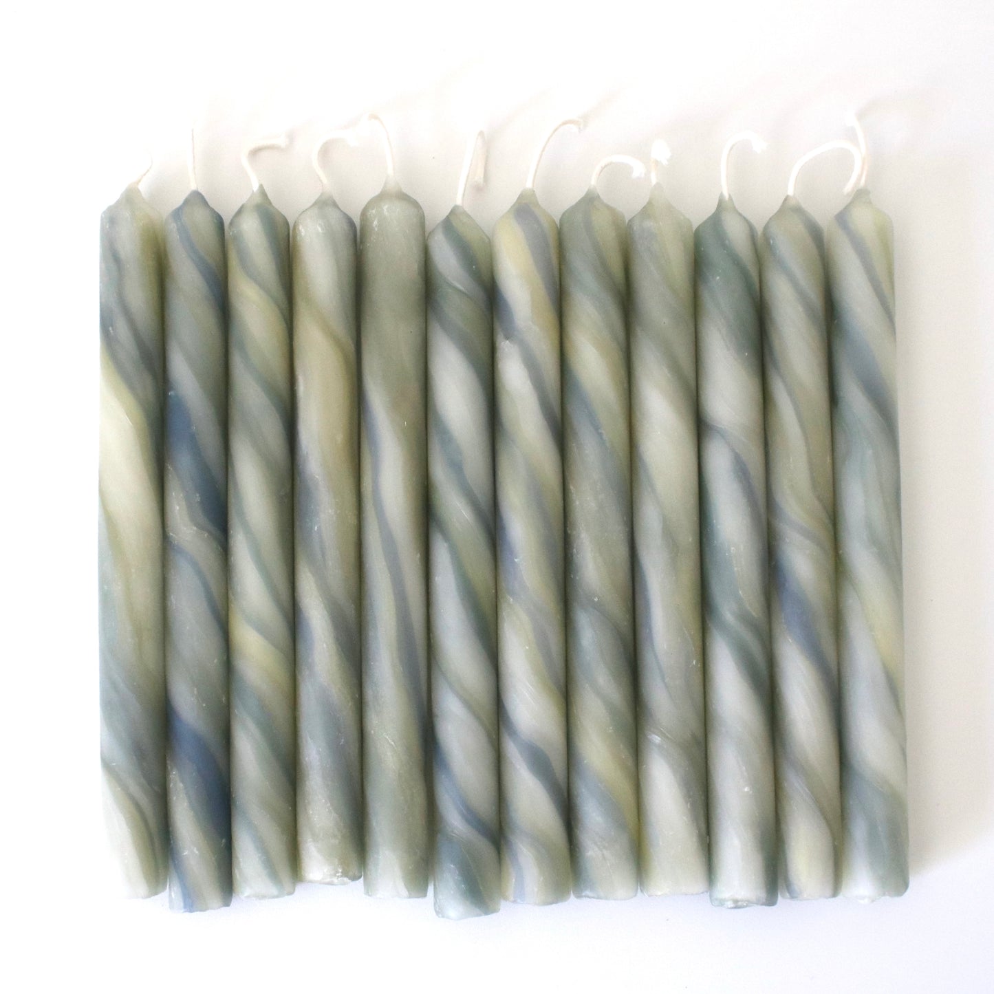 Marbled Beeswax Tapers Muted Indigo