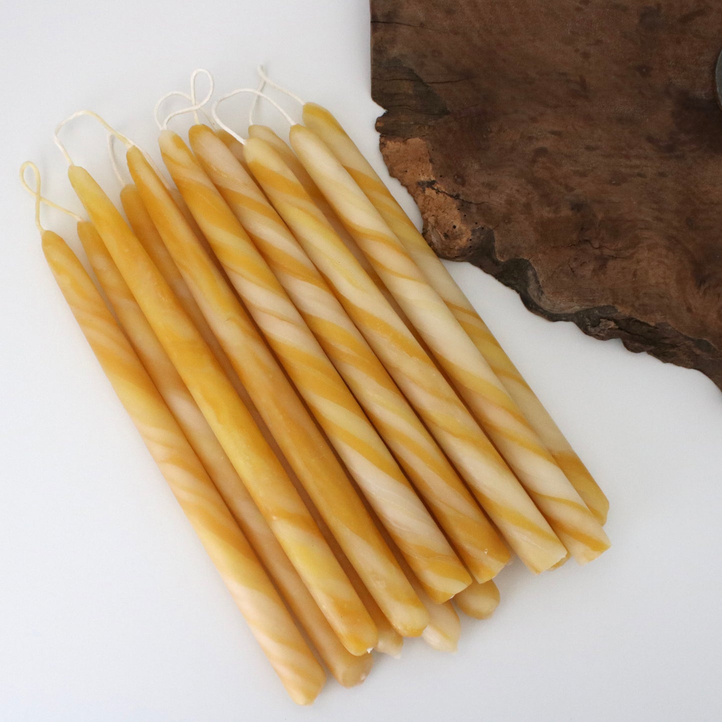 Marbled Beeswax Natural Tapers 12 Inch
