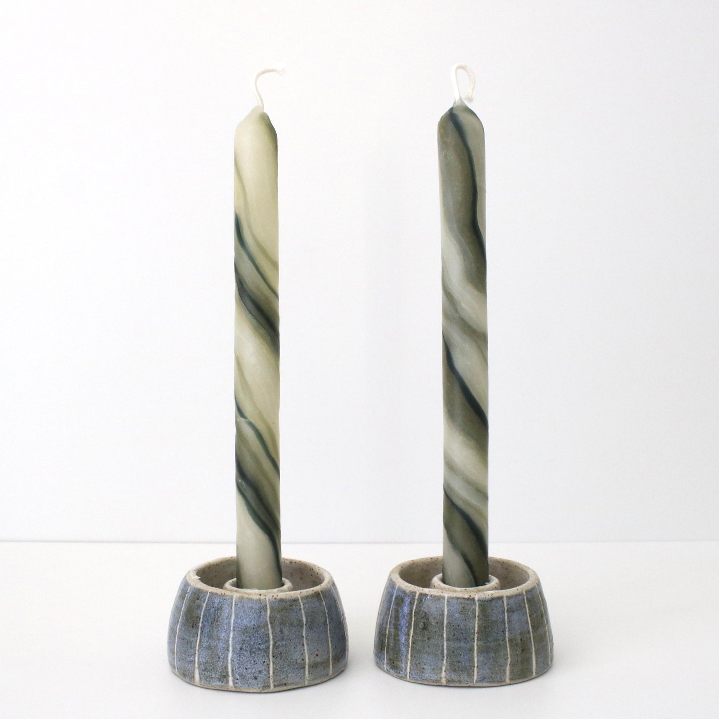 Marbled Beeswax Candles Vibrant Indigo