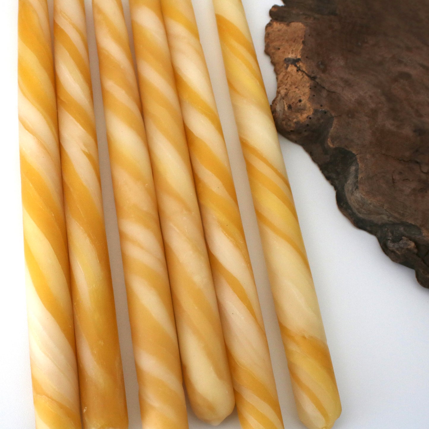 Marbled Beeswax Natural Tapers 12 Inch