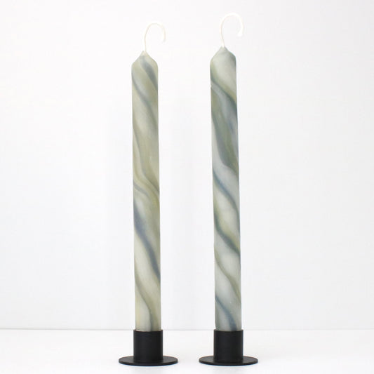 Marbled Beeswax Tapers Muted Indigo