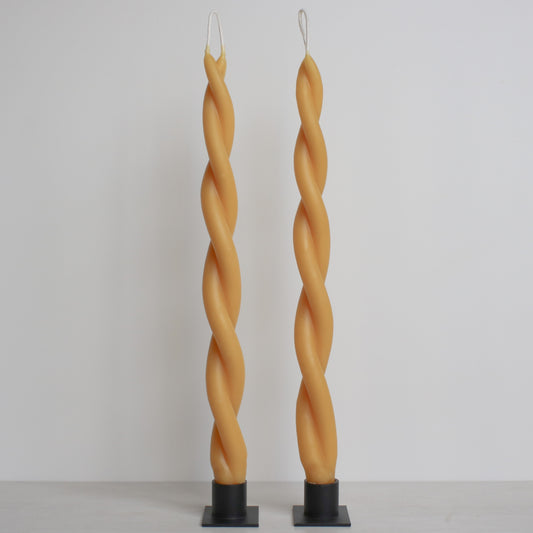 Yellow Beeswax Twisted Tapers