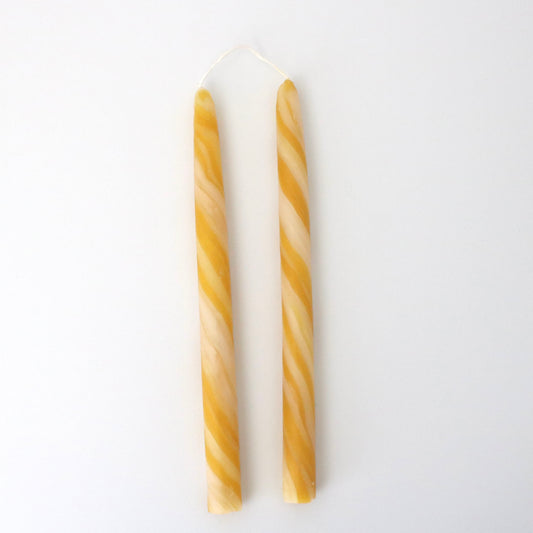 Marbled Beeswax Natural Tapers 12 Inch