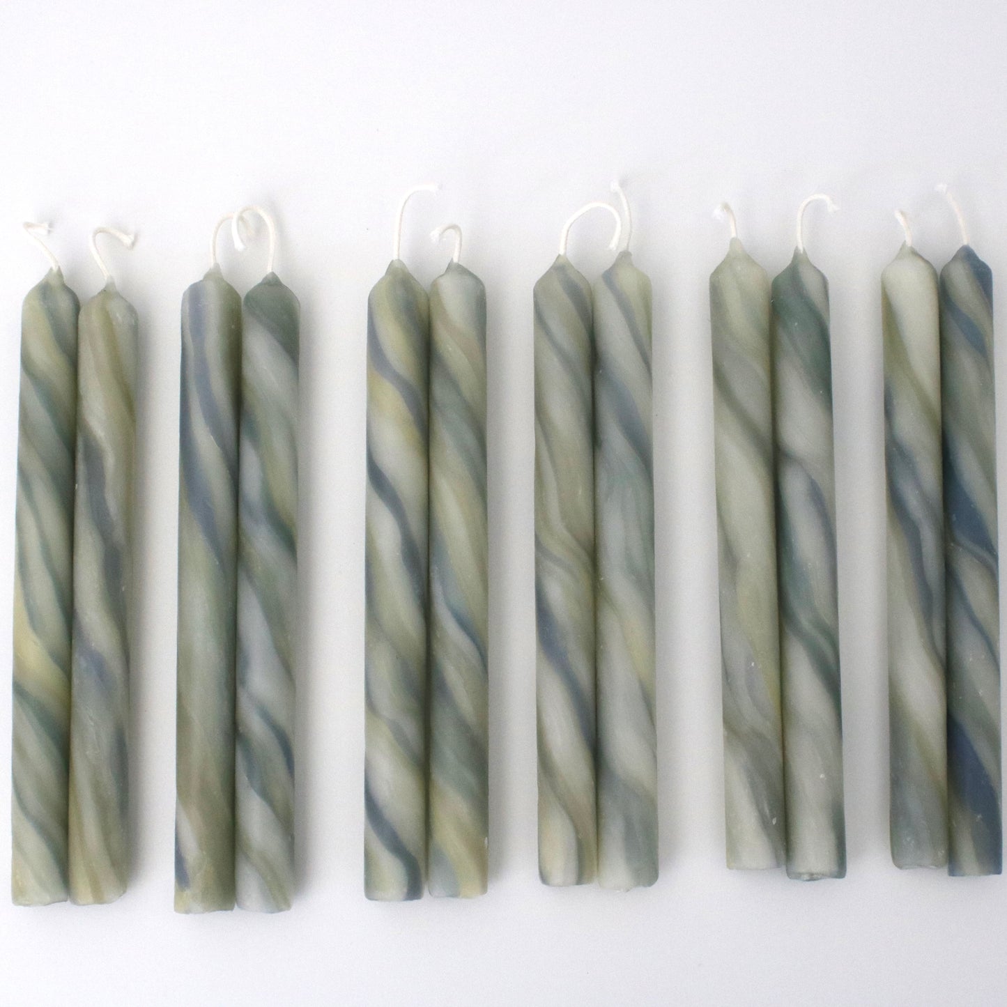 Marbled Beeswax Tapers Muted Indigo