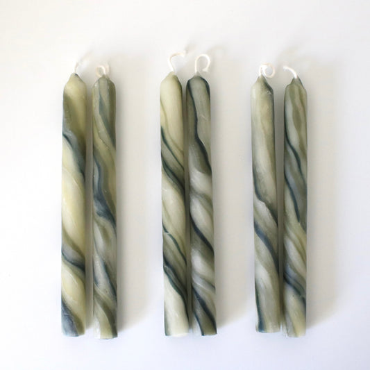 Marbled Beeswax Candles Vibrant Indigo